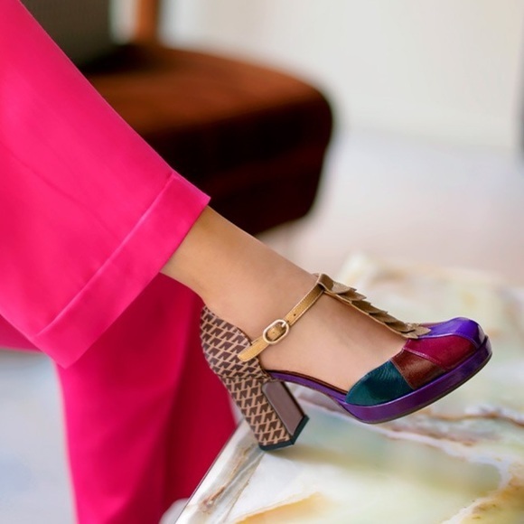 nib CHIE MIHARA Dafaba Colorblock Heels in Algae Green – Size 7 - Picture 1 of 7